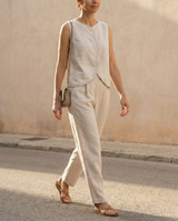 Women’s Sleeveless Linen Vest Top: Button-Front Minimal Style