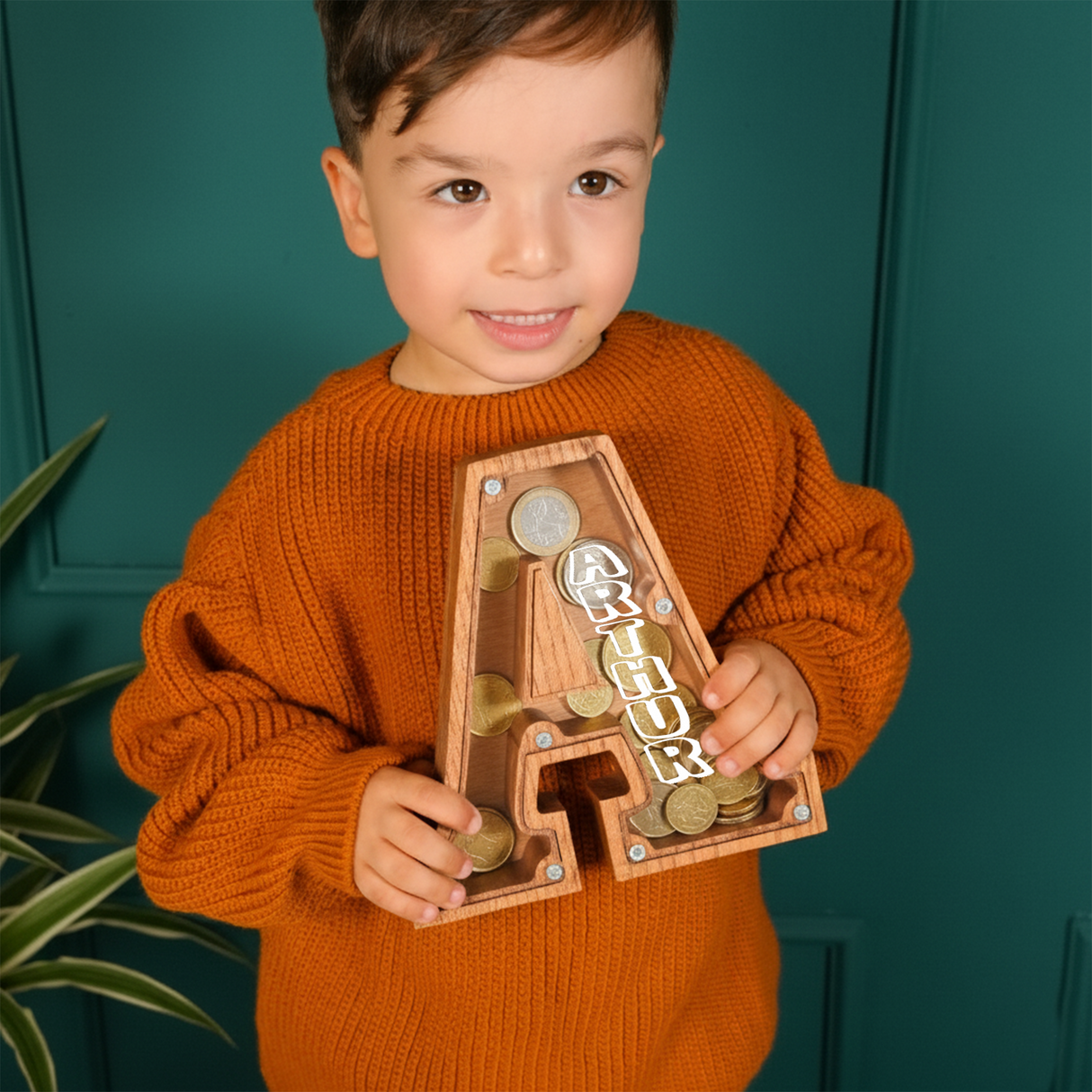 Personalized Letter Coin Bank: Custom Wooden Name Bank, Nursery Decor for Girl or Boys