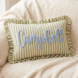 Personalized Name Embroidered Pillow, Custom Monogram Striped Dorm Room Decor