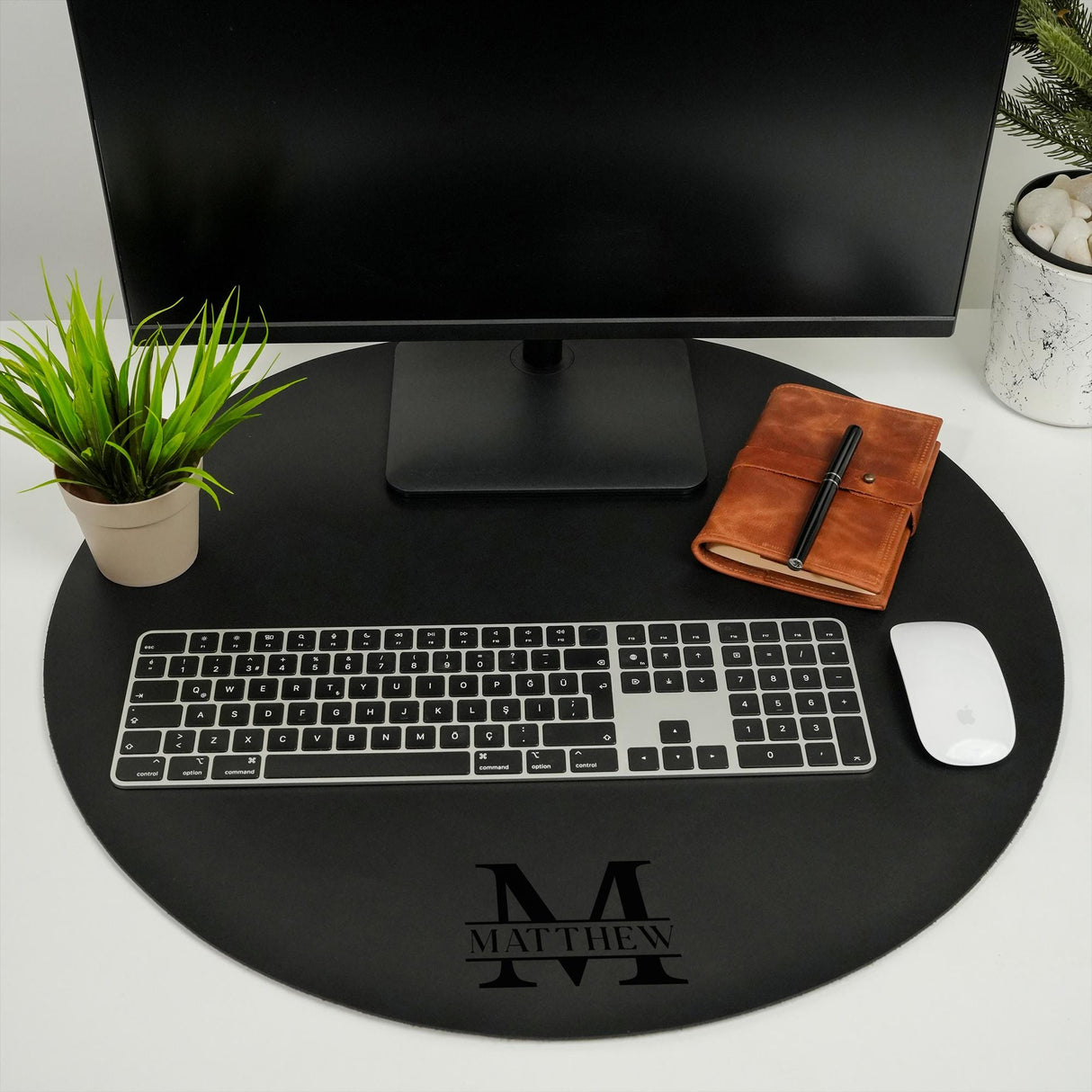 Personalized Desk Mat, Custom Leather Office Desk Pad, Large Mousepad, Monogrammed Desk Protector, Gaming Mat, Office Gifts, Coworker Gift