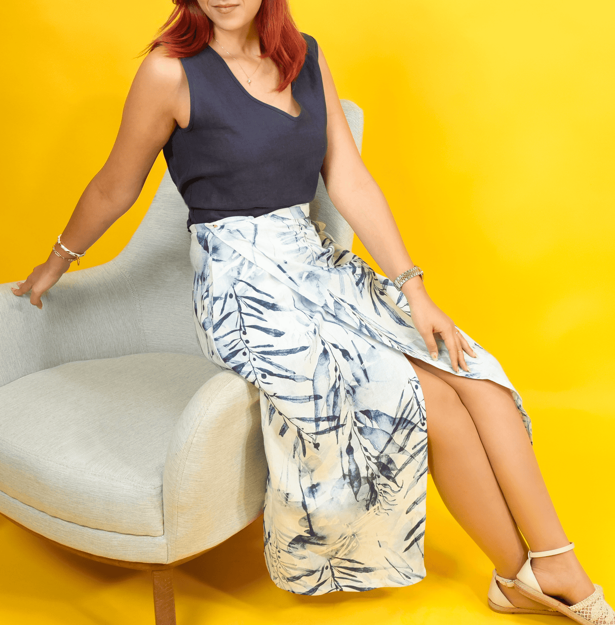 Front Slit Linen Skirt: Tie Waist Midi Wrap Skirt for Women