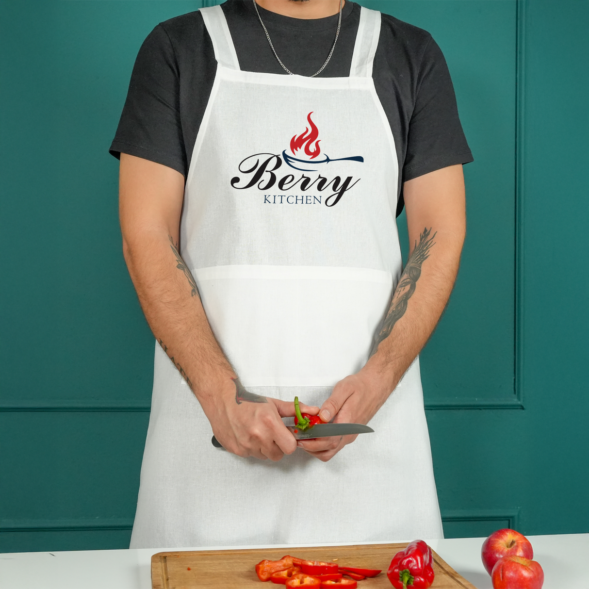 Personalized Japanese Apron for Men: Cotton Cross Back Barbecue Apron with Grill Master Embroidery