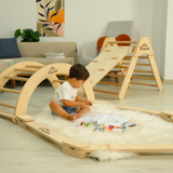 Montessori Wooden Climbing Arch with Cushion: Personalized Toddler Climber Set, Foldable Play Gym