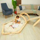 Foldable Climbing Triangle Set with Balance Board: 3 in 1 Wooden Toddler Montessori Play Gym