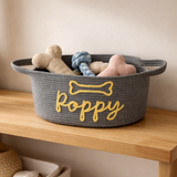 Personalized Cotton Rope Cat Basket Bed with Name: Small Pets Bed & Toy Storage