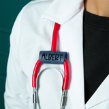 Custom Stethoscope Name Tag: Personalized Leather Medical ID Charm, Gift for Nurses