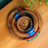 Wood and Epoxy Personalized Kitchen Platter: Custom Engraved Rustic Tray for Serving