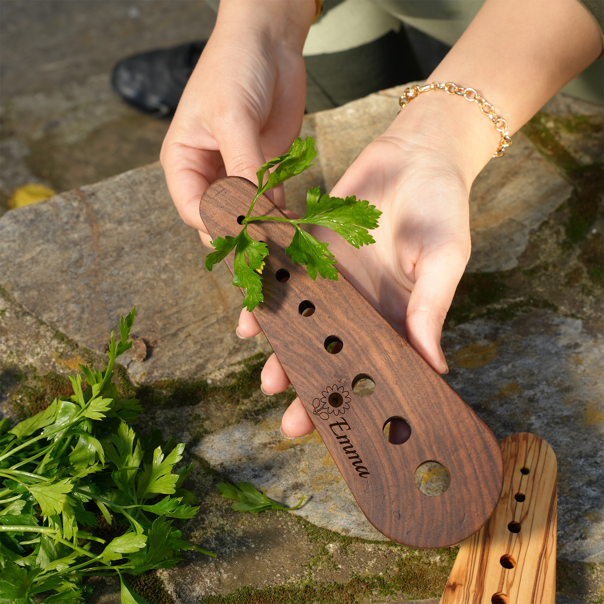 Custom Grandma Garden Wooden Herb Stripper: Engraved Gardener Gift for Grandma