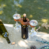 Custom Engraved Walnut Wine Bottle Holder: Rustic Wooden Caddy with Style Options