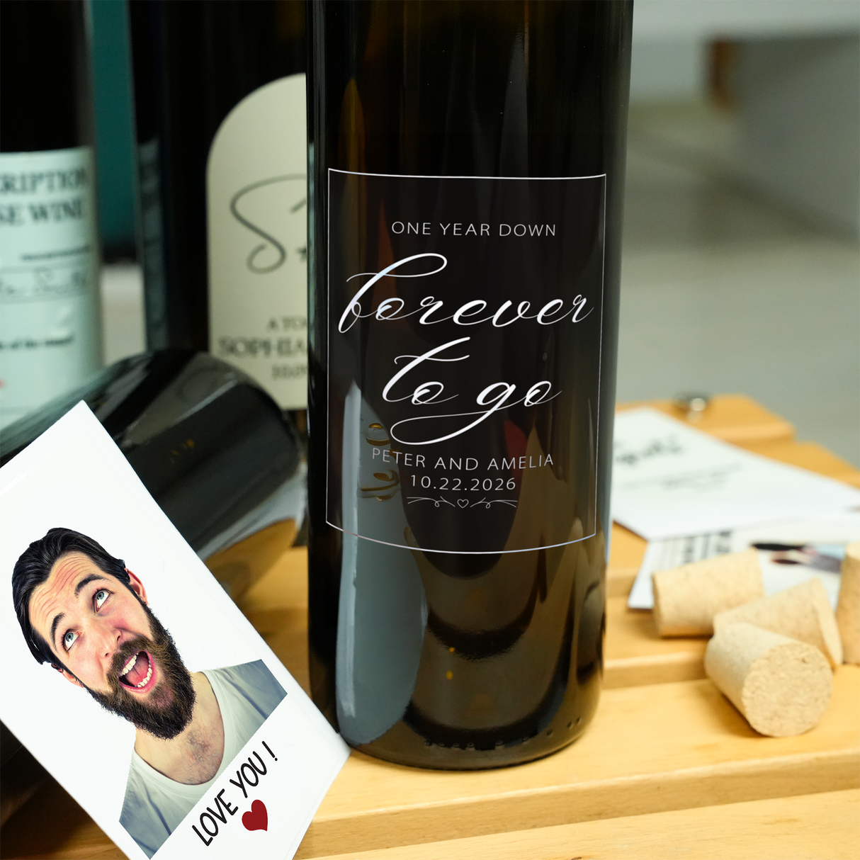 Custom Wine Label with Photo: Romantic Milestone Gift for Couple Anniversary