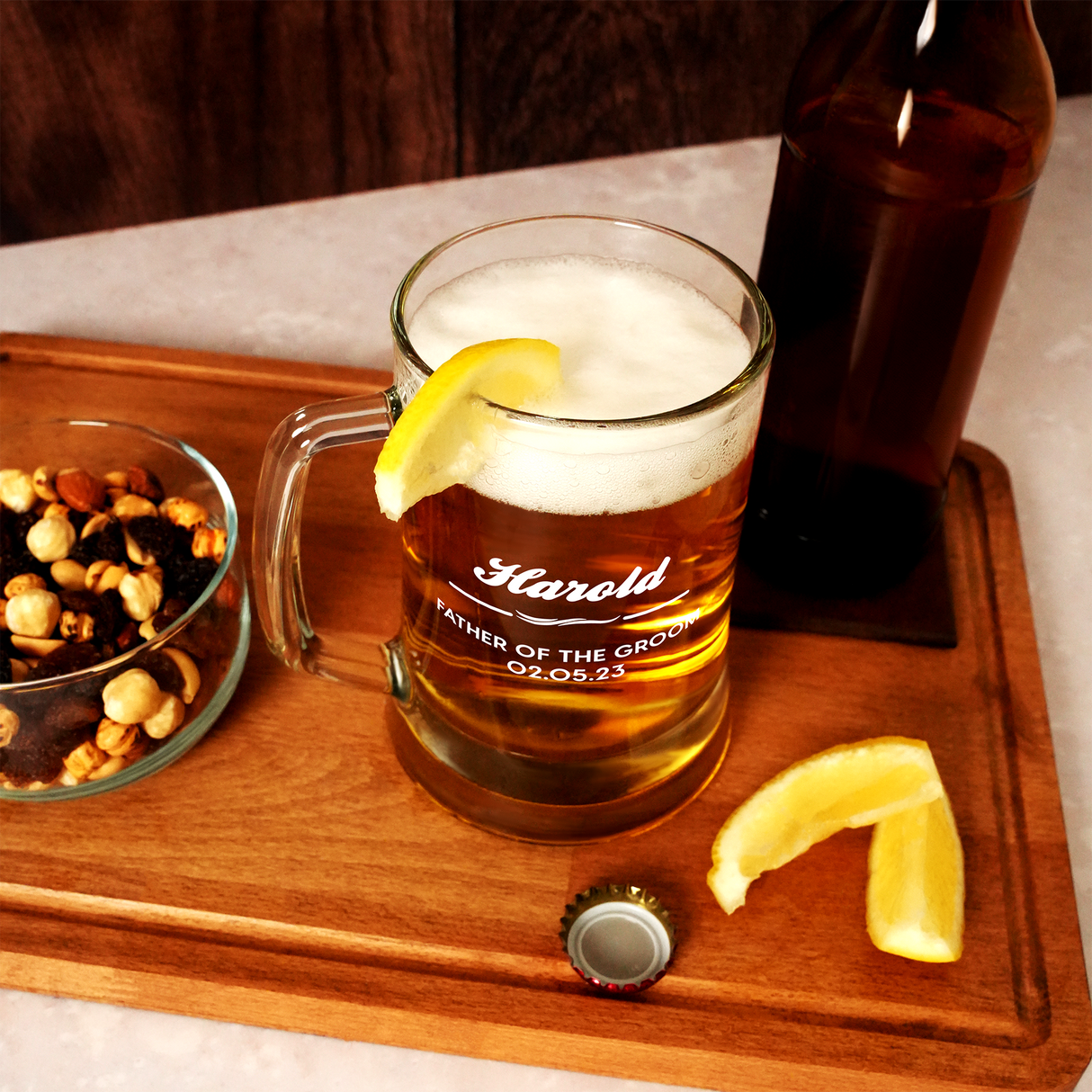 Personalized Grooomsman Beer Glass, Custom Beer Glass with Handle, Best Man Proposal, Groomsmen Gift, Husband Dad Gift, Beer Mug for Men