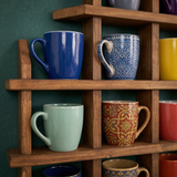 Wall Mounted Tea Coffee Mug Display Shelf: Cup Holder Kitchen Storage
