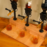 Personalized Double Faucet Whiskey Dispenser: Industrial-Style Liquor Pourers with Bottle Storage