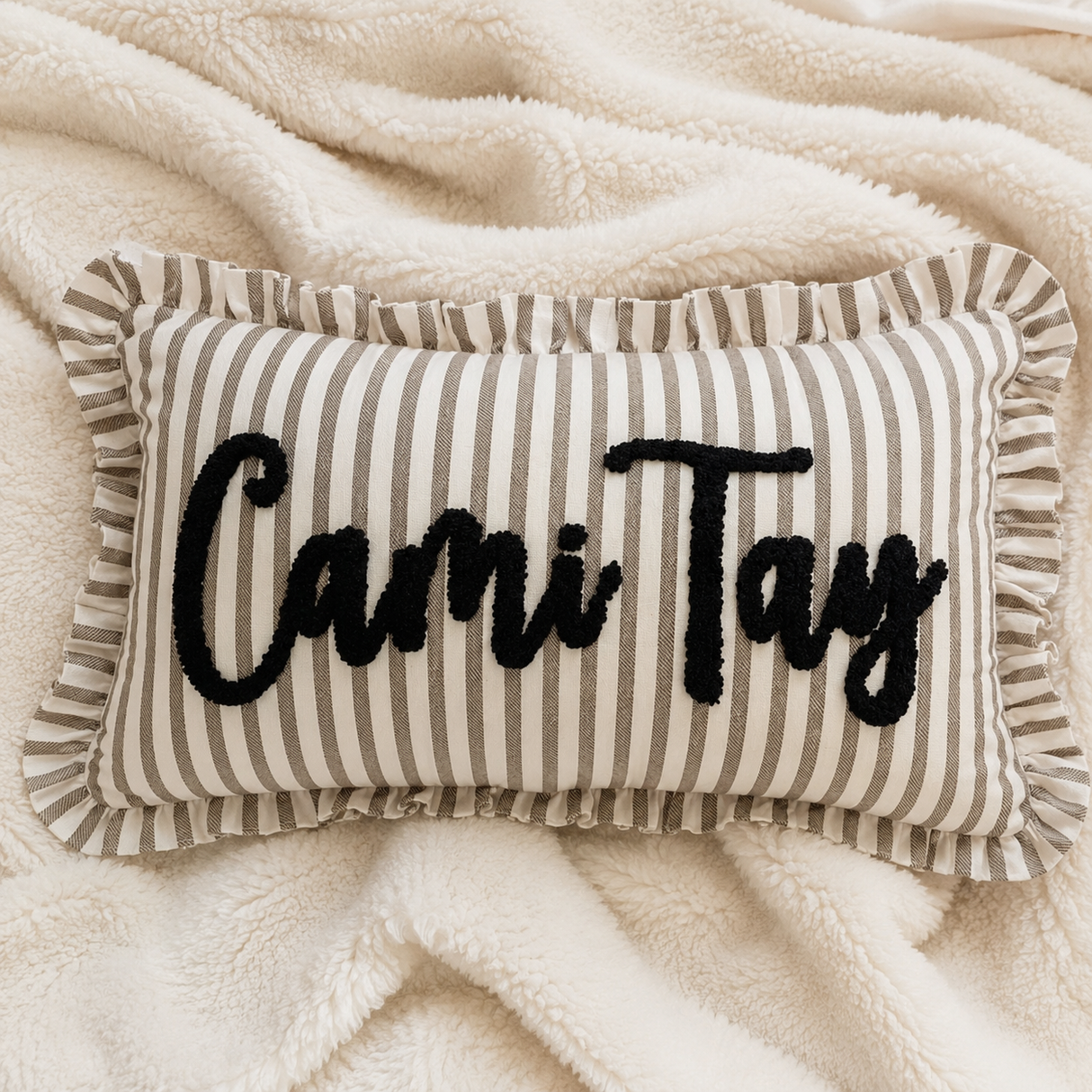 Personalized Name Ruffle Pillow Cover: Custom Name Cushion Baby Nursery Decor
