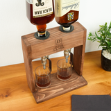 Engraved Whiskey Dispenser for Groomsmen: Personalized Wooden Liquor Stand, Wedding Party Decor