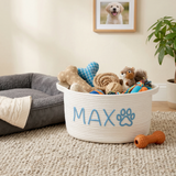 Personalized Cotton Rope Cat Basket Bed with Name: Small Pets Bed & Toy Storage