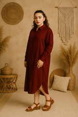 Oversized Midi Linen Shirt Dress, Long Sleeve Casual Womens Dress, Plus Size Bohemian Women Clothing, Linen Summer Dress, Waist Belt Dress