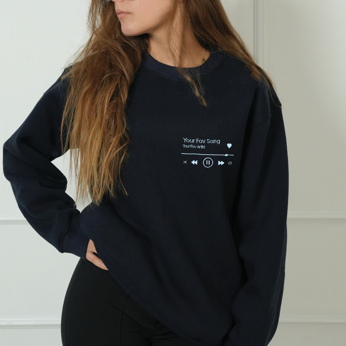 Custom Song Name Music Lover Sweatshirt: Embroidered Zip Up Jacket with Initials, Couple Christmas Outfit