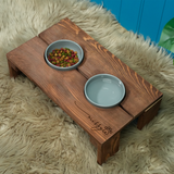 Personalized Wooden Double Feeding Bowl Stand: Custom Engraved Water and Food Bowls