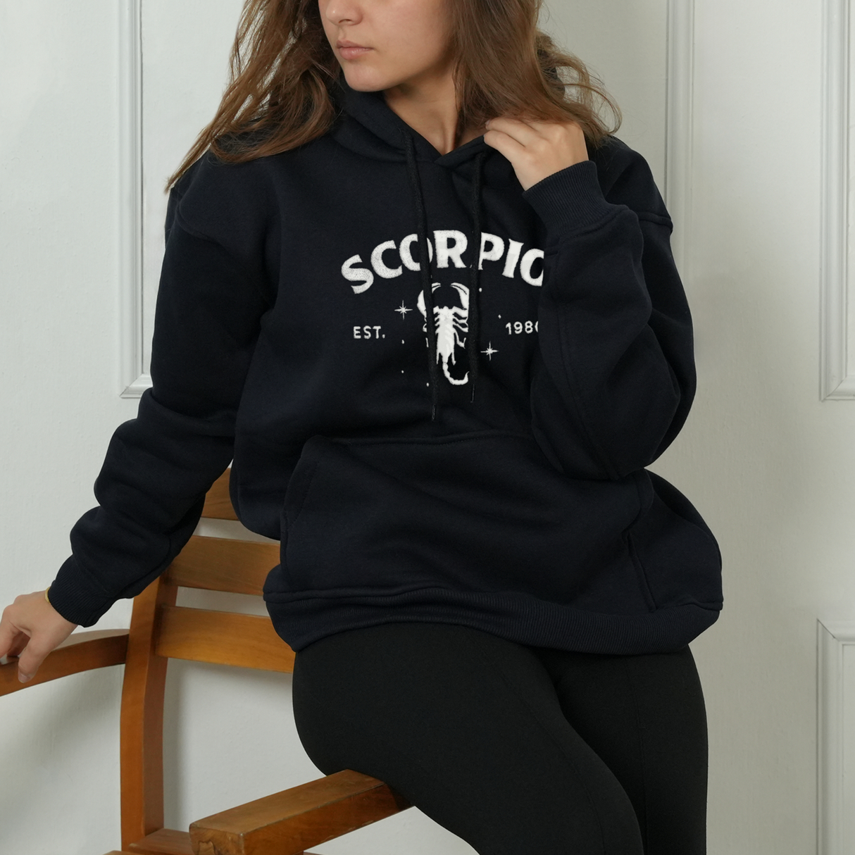 Embroidered Zodiac Astrology Sweatshirt: Personalized Horoscope Crewneck, Scorpio Birthday Gift