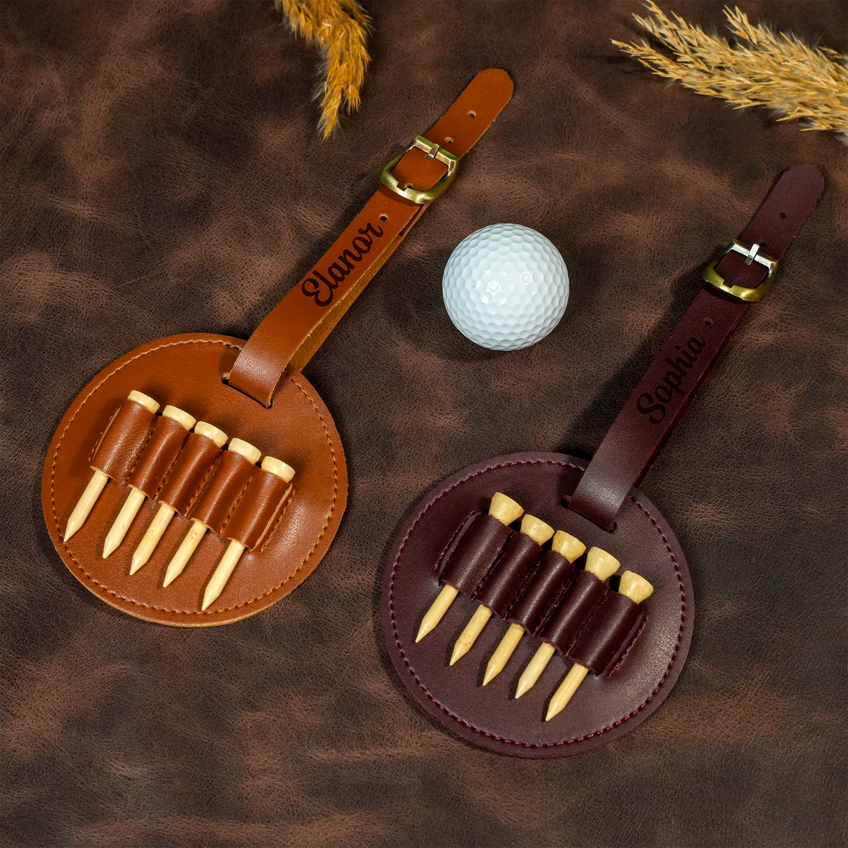 Persoanlized Golf Bag Name Tag with Tee Holder: Engraved Groomsmen Gift for Golf Lover