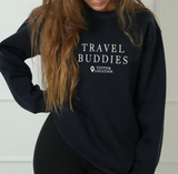 Adventure Awaits Embroidered Sweatshirt: Custom Initial on Sleeve, Christmas Gift for Travelers