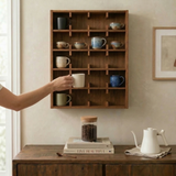 Wooden Coffee Mug Holder Wall Shelf: Coffee Bar Organizer for Kitchen