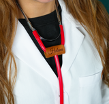Personalized Stethoscope Name Tag: Custom Leather ID Charm: Medical Accessories