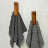Wooden Wall Mount Hand Towel Holder: Midcentury Modern Bathroom Hooks, Housewarming Gift for Couples