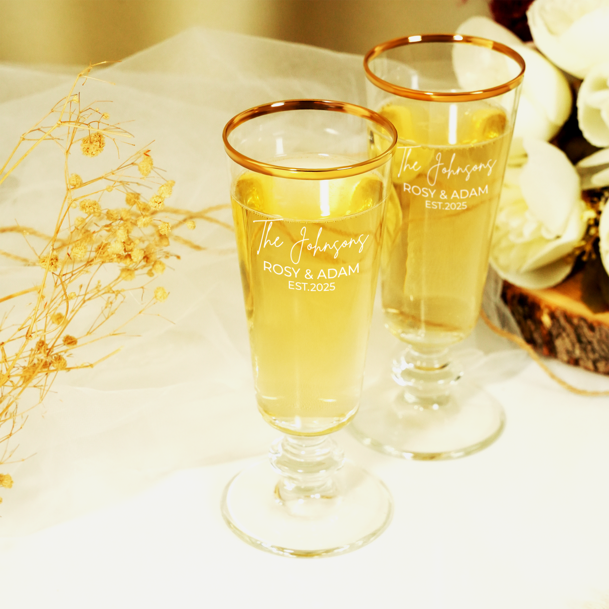 Personalized Wine Champagne Glass, Custom Wine Glasses, Toasting Flutes for Couples, Mr and Mrs Glasses, Anniversary Gift, Housewarming Gift