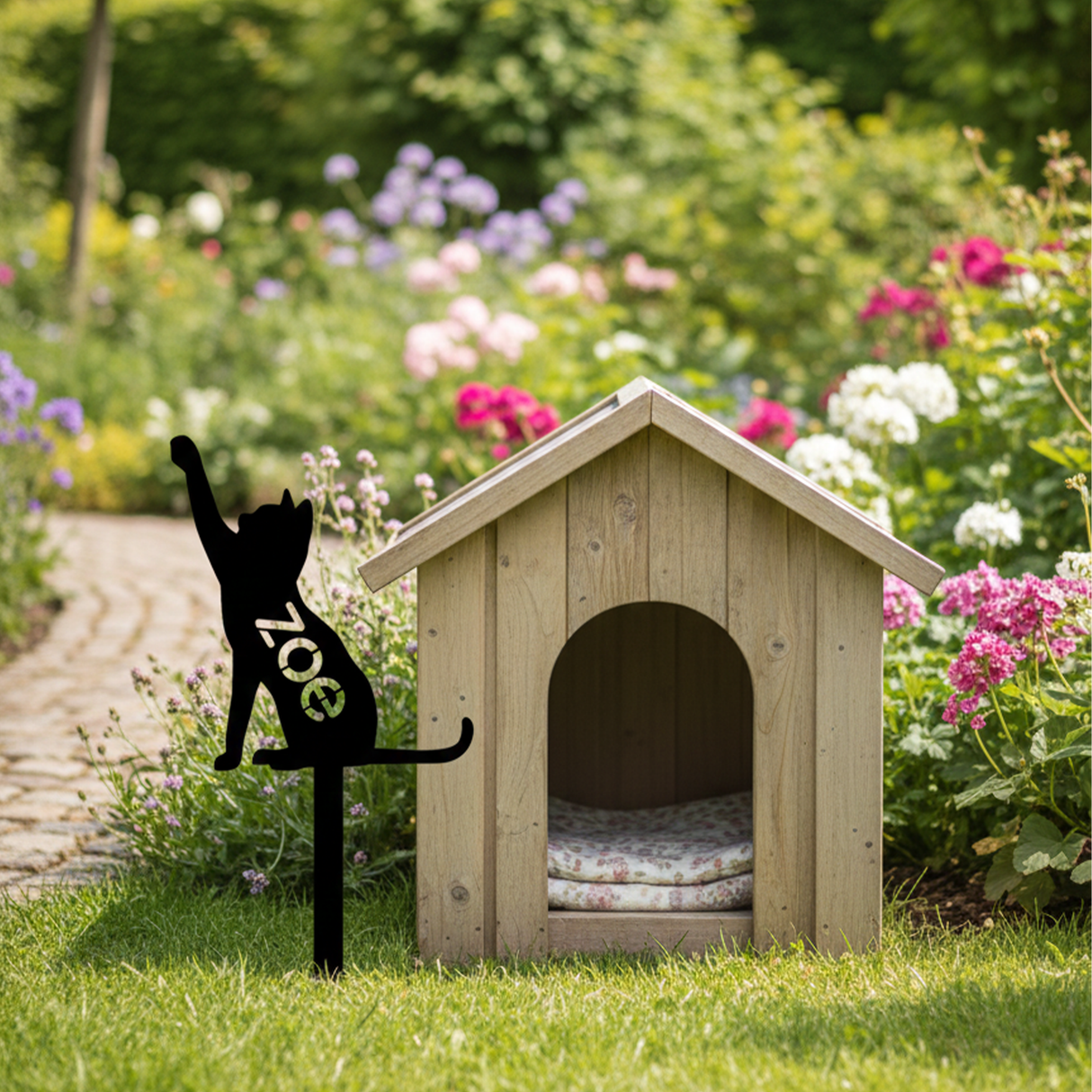 Custom Cat Memorial Grave Marker: Personalized Metal Sign with Name, Loss of Pet Tribute Gift