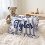 Personalized Name Embroidered Pillow, Custom Monogram Striped Dorm Room Decor