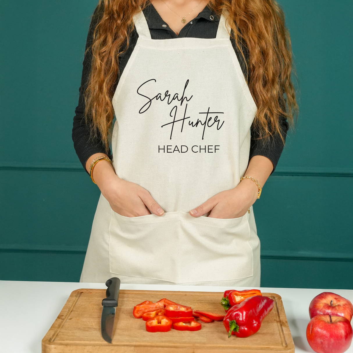 Personalized Japanese Cotton Apron: Cross Back Smock Dress Style with Pockets