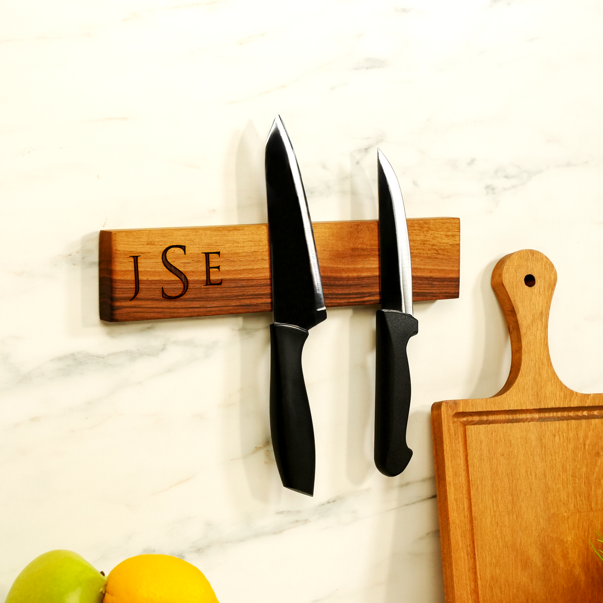 Personalized Magnetic Knife Holder: Rustic Kitchen Organizer Wooden Strip, Wall Display Stand