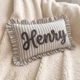 Personalized Name Embroidered Pillow, Custom Monogram Striped Dorm Room Decor