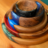 Wood and Epoxy Personalized Kitchen Platter: Custom Engraved Rustic Tray for Serving