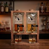 Countertop Whiskey Dispenser with Custom Glass | Wooden Bar Stand
