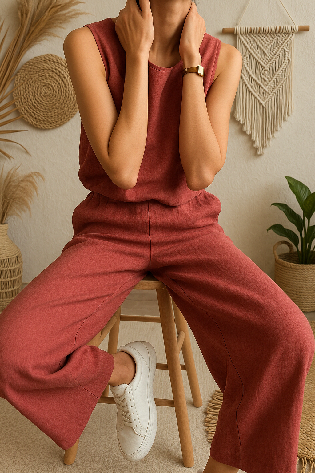 Womens Linen Wide Leg Pants, High Waist Trousers, Linen Pants Relaxed Fit, Elastic Waistband Linen Palazzo Pants, Minimalist Summer Clothing
