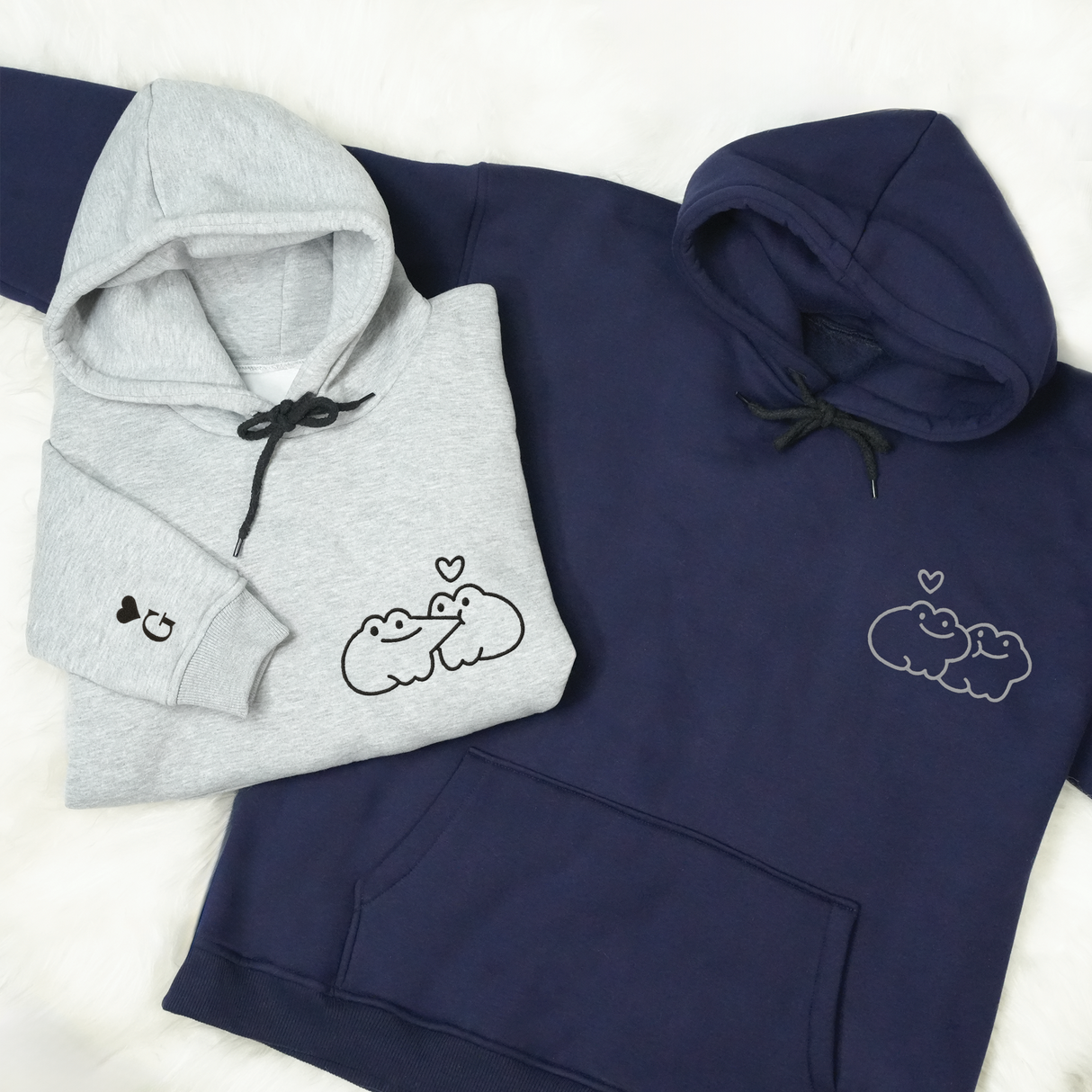 Matching Frog Couple Sweatshirt: Custom Embroidered Crewneck with Initials, Cute Anniversary Gift