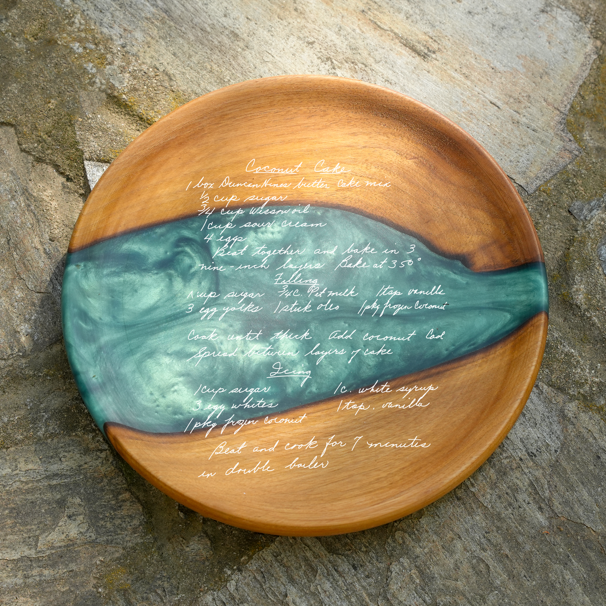 Custom Handwritten Recipe Resin Epoxy Platter: Personalized Family Heirloom Gift
