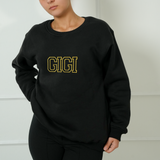 Gigi Embroidered Sweatshirt: Personalized Grandma Crewneck Pullover, Mother’s Day or Birthday Gift Idea
