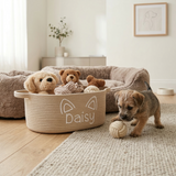 Custom Dog Name Rope Storage Basket: Puppy Toy Organizer, Pet Lover Gifts