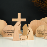 Custom Farmhouse Christmas Decor Wooden Nativity Set: Personalized Bible Verse Display