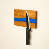 Personalized Epoxy Magnetic Knife Holder: Birth Flower Wooden Rack for Kitchen Organization