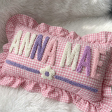 Handmade Monogram Punch Needle Pillow: Personalized Baby Gift Name
