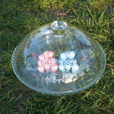 Gender Reveal Cake Stand with Dome Lid: Custom He or She Baby Shower Display, Party Table Decor