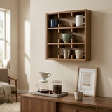Coffee Mug Rack Wall Shelf: Wooden Cup Holder for Kitchen Coffee Station