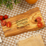 Personalized Live Edge Cutting Board: Olive Wood Engraving for Mom’s Kitchen