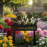 Custom Floral Garden Name Metal Sign for Mom: Modern Outdoor Yard Stake
