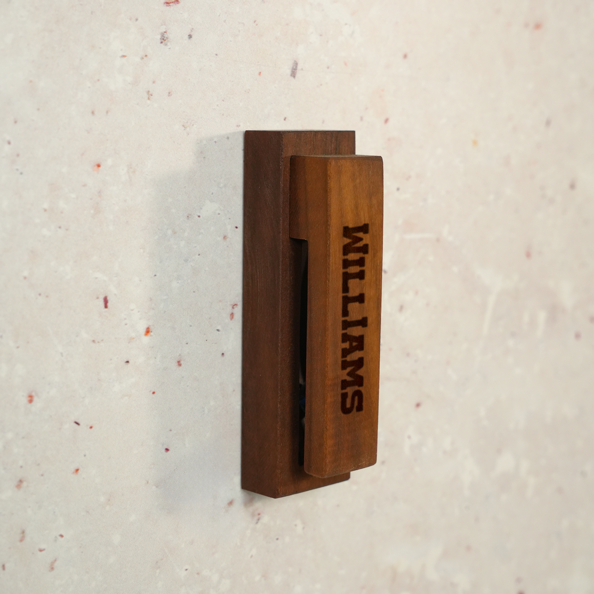 Wooden Wall Mount Hand Towel Holder: Midcentury Modern Bathroom Hooks, Housewarming Gift for Couples